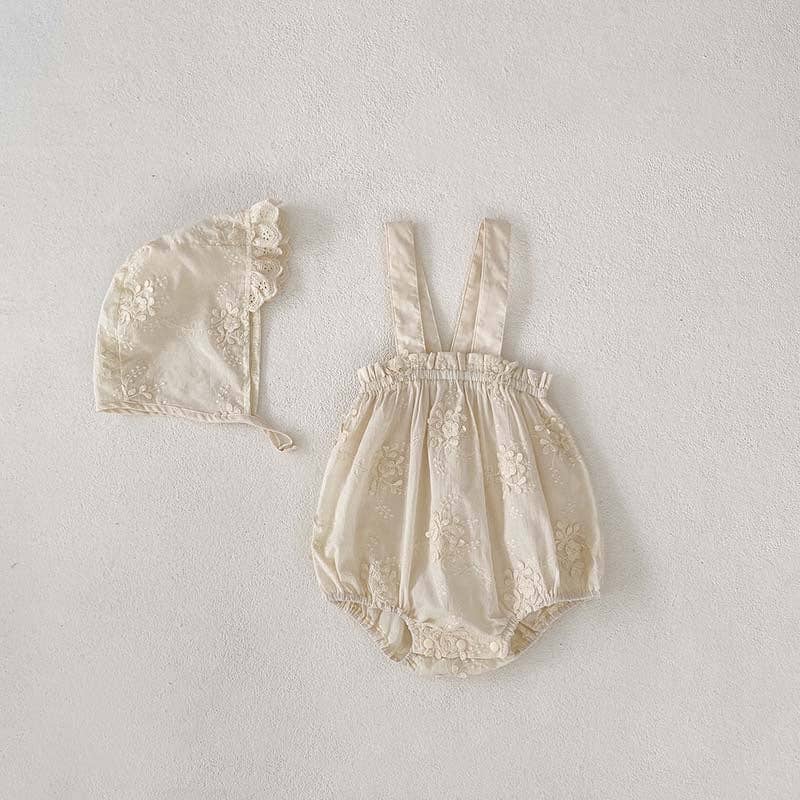 New Arrival Summer Baby Kids Girls Solid Color Floral Embroidery Dress, Shirt And Overalls Onesies – Sister Matching Set