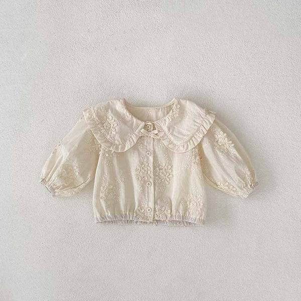 New Arrival Summer Baby Kids Girls Solid Color Floral Embroidery Dress, Shirt And Overalls Onesies – Sister Matching Set