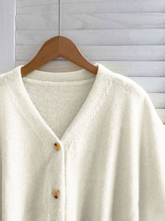 Chic vibe Plain V-neck Buttoned cardigan oversized knit vest